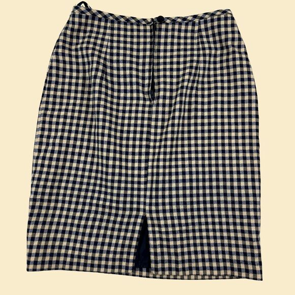 1980s Maggie Lawrence checkered midi skirt, size 6 vintage blue & yellow skirt - Picture 3 of 10